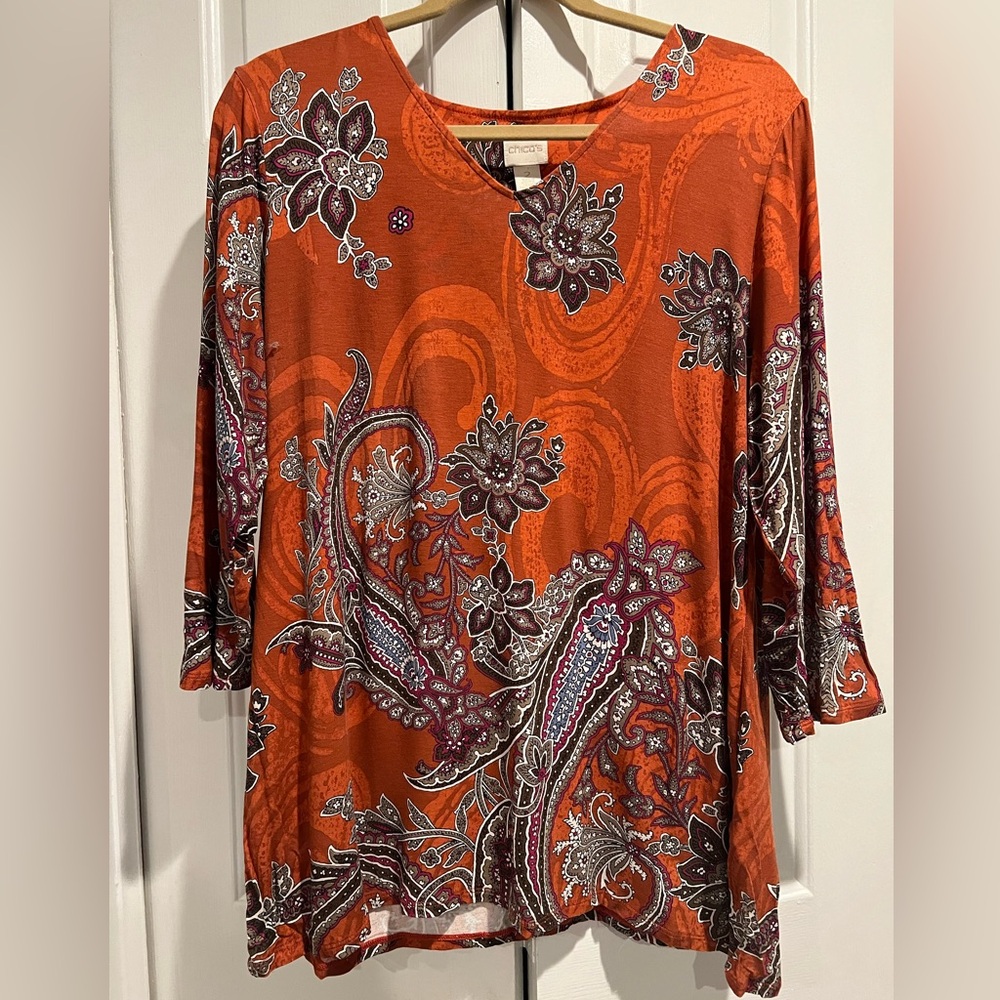 Gorgeous, Terra Cotta 🧡, Paisley Top by CHICOS
